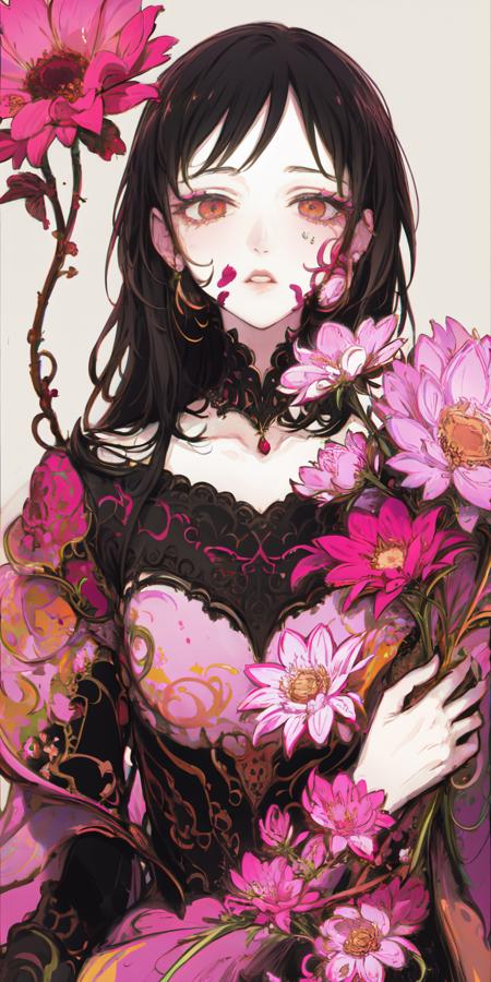 00015-2829021337-5521-style by NTY, a woman, infected face, flowers, flower armor, colorful background, cluttered,  _lora_PsychoMode_0.7_    _lora_Iri.png